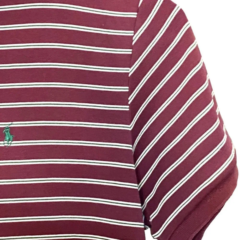 Polo Ralph Lauren Polo Shirt Adult XL Red White Striped‎ 100% Cotton Read Cond